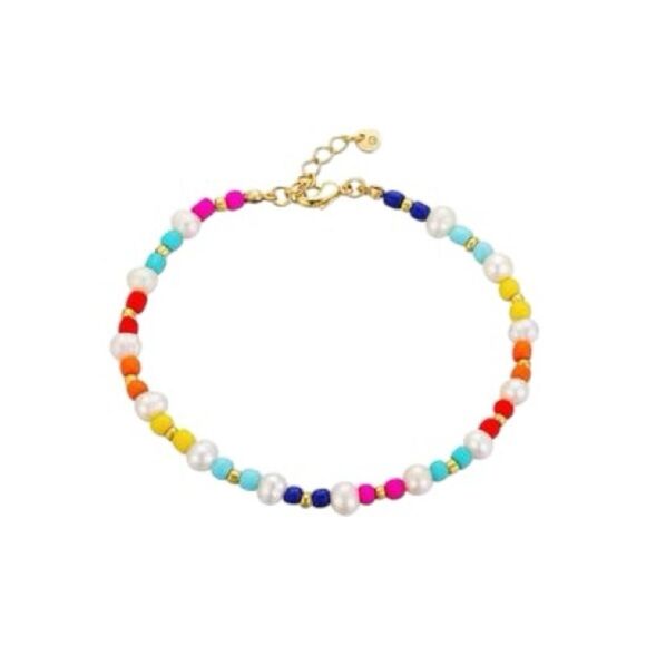 Unwritten Multicolor Beaded Anklet with imitation Pearls - Picture 1 of 3